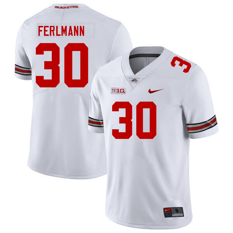 Ohio State Buckeyes #30 John Ferlmann College Football Jerseys Stitched-White